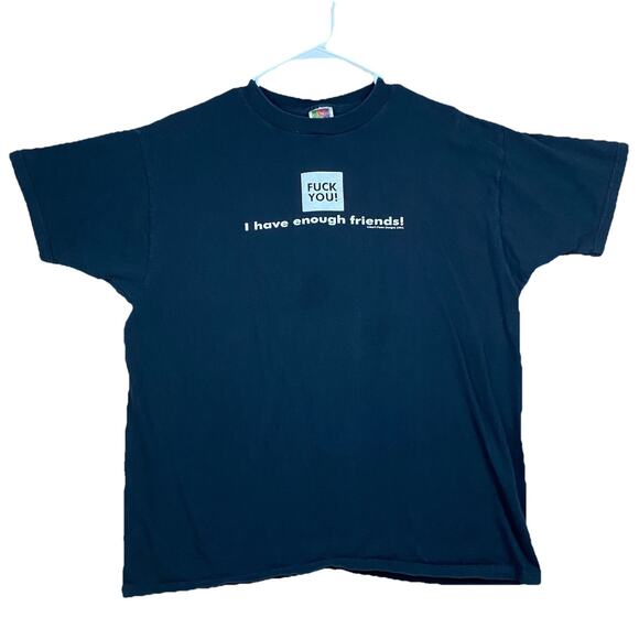 Vintage 90s Don’t Panic F*ck You I Have Enough Friends T-Shirt XL 1993 - Picture 1 of 9